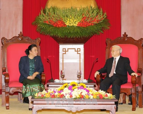 Tổng Bí thư Nguyễn Phú Trọng tiếp Đoàn Đại biểu Ban Đối ngoại Trung ương Đảng Nhân dân Cách mạng Lào