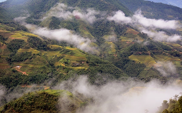 Hoàng Su Phì nằm ở độ cao khoảng 1.500 mét so với mực nước biển. Đến đây, du khách được hòa mình với khung cảnh mây trời nên thơ và trữ tình.