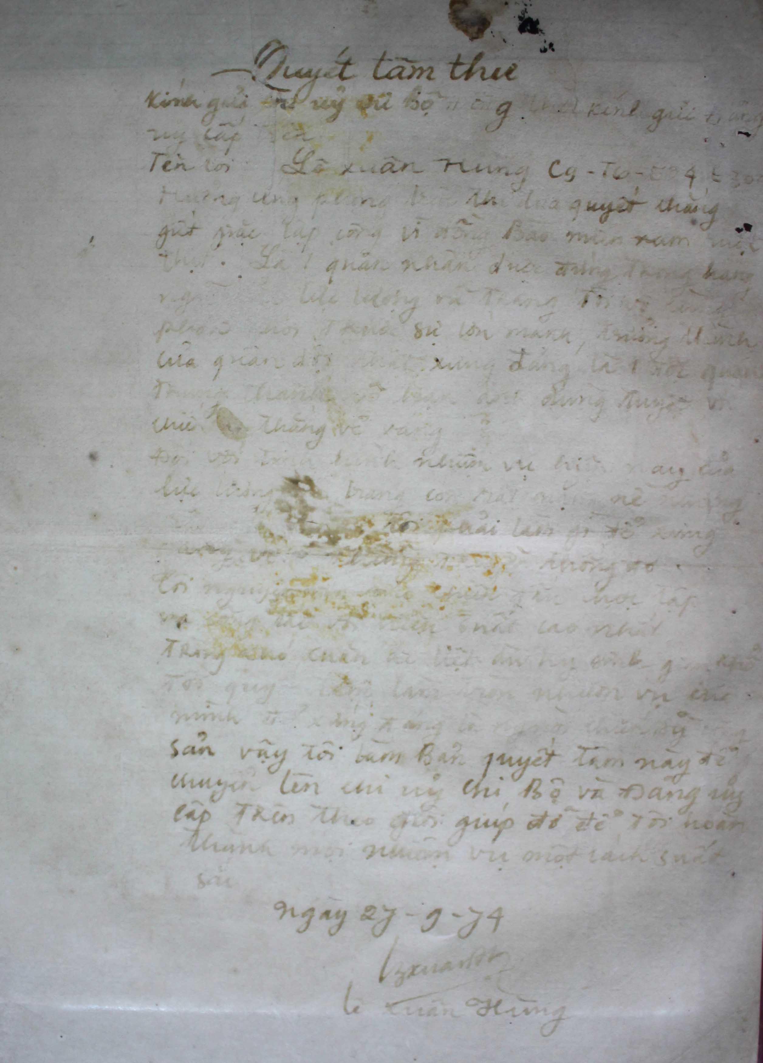 Quyết tâm thư bằng máu
