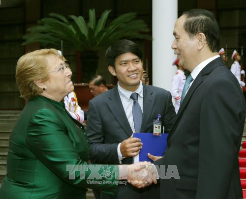 Chủ tịch nước Trần Đại Quang hội đàm với Tổng thống Cộng hòa Chile Michelle Bachelet