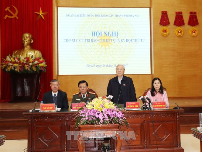 Tổng Bí thư Nguyễn Phú Trọng tiếp xúc cử tri Hà Nội: Đồng thuận, quyết tâm cao dẫn tới thành công
