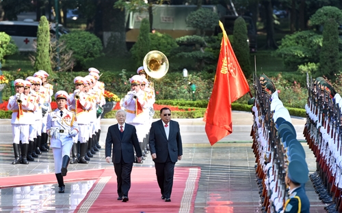 Tổng Bí thư Nguyễn Phú Trọng hội đàm với Tổng Bí thư, Chủ tịch nước Lào Bun-nhăng Vo-la-chít