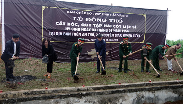 Lễ động thổ cất bốc, quy tập hài cốt liệt sĩ tại tỉnh Hải Dương

