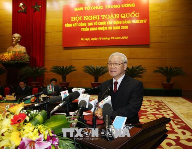 Tổng Bí thư Nguyễn Phú Trọng dự Hội nghị triển khai nhiệm vụ tổ chức xây dựng Đảng năm 2018