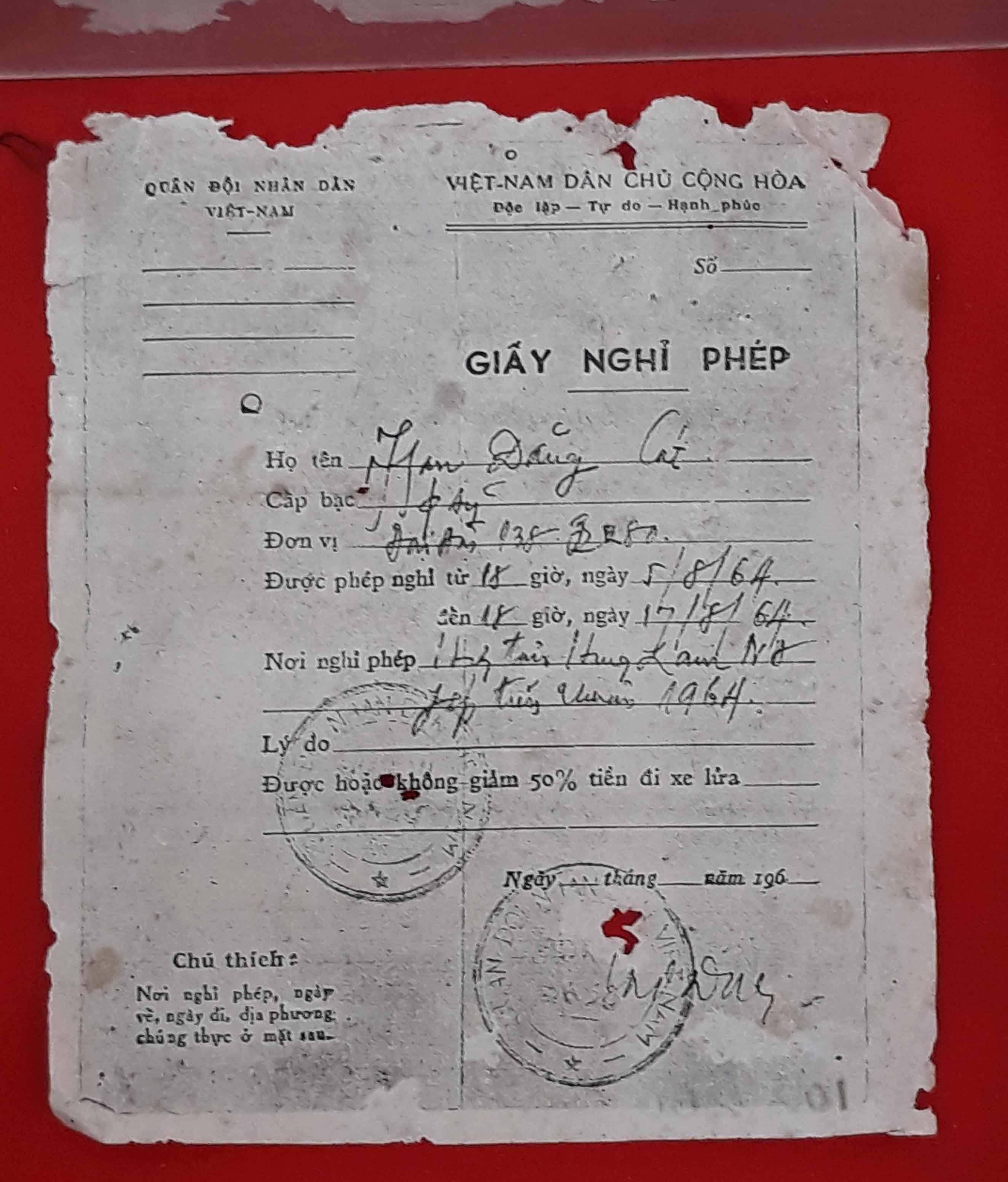 Giấy nghỉ phép chưa sử dụng

