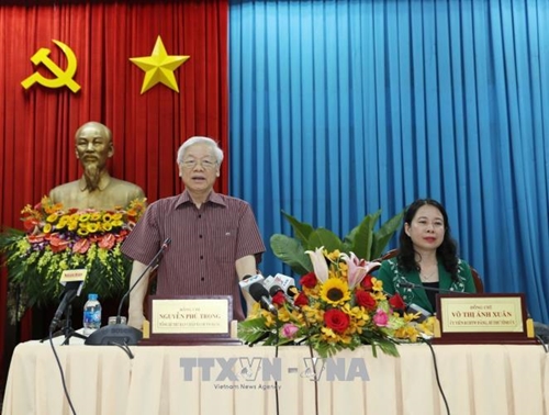 Tổng Bí thư Nguyễn Phú Trọng làm việc với đội ngũ cán bộ chủ chốt tỉnh An Giang