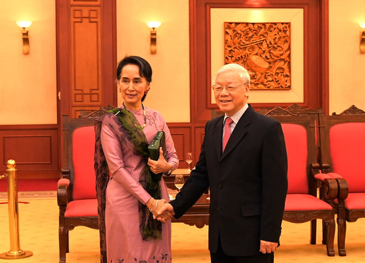 Tổng Bí thư Nguyễn Phú Trọng tiếp Cố vấn Nhà nước Myanmar Aung San Suu Kyi