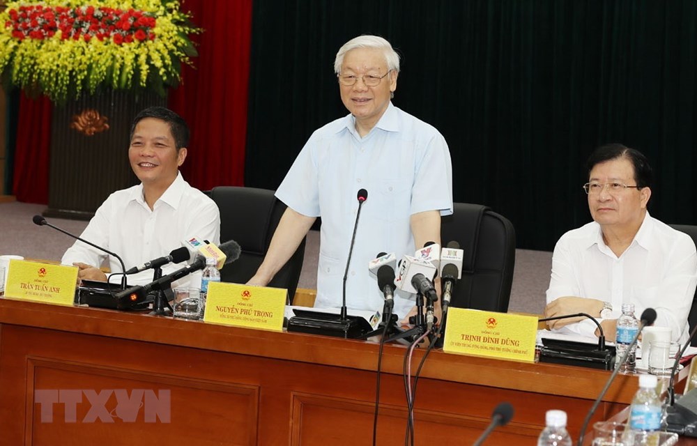 Tổng Bí thư Nguyễn Phú Trọng làm việc với Ban Cán sự Đảng Bộ Công Thương