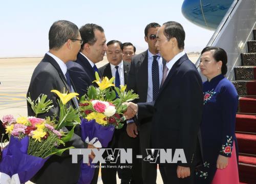 Chủ tịch nước Trần Đại Quang bắt đầu thăm cấp Nhà nước đến Cộng hoà Arab Ai Cập