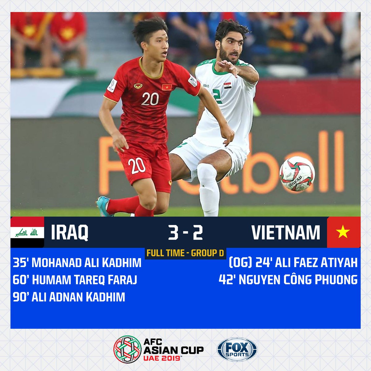 Asian Cup 2019: Đội tuyển Việt Nam để thua đáng tiếc trước Iraq