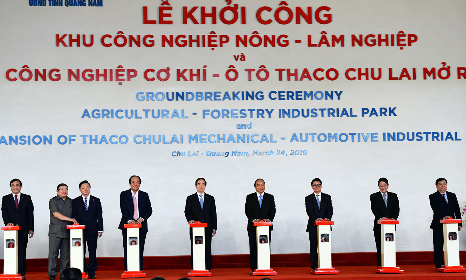 Thủ tướng Nguyễn Xuân Phúc dự lễ khởi công Khu công nghiệp Nông - Lâm nghiệp và Khu công nghiệp cơ khí và ô tô Thaco Chu Lai mở rộng

