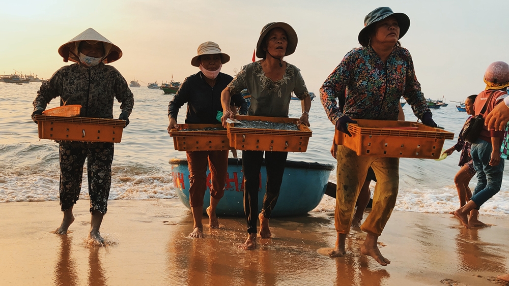 Bà con hồ hởi đón những chuyến cá