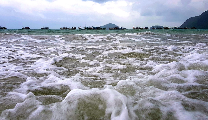 Thuyền đánh cá của ngư dân Côn Đảo trong buổi chiều về bến.