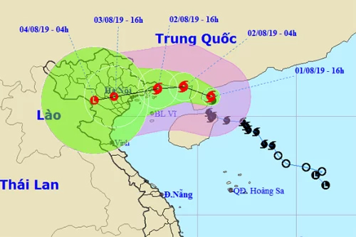 Dự báo bão số 3 đổ bộ vào khu vực Quảng Ninh - Thái Bình vào chiều 2-8