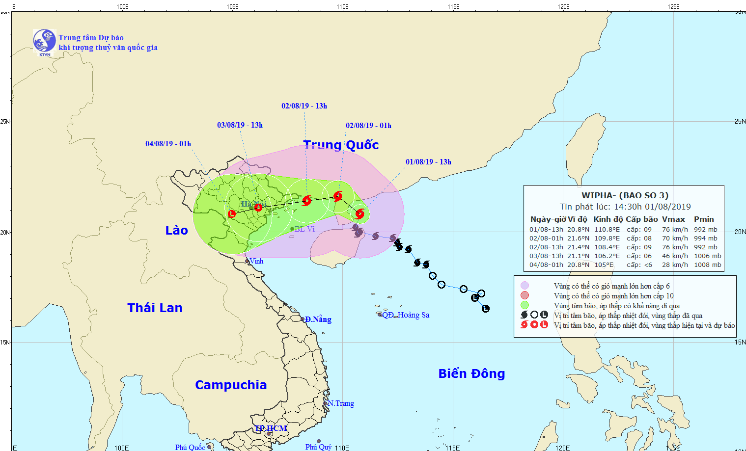 Chiều tối ngày 2-8, bão số 3 đổ bộ vào các tỉnh từ Quảng Ninh đến Thái Bình
