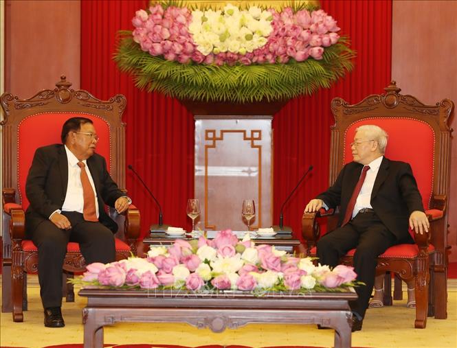 Tổng Bí thư, Chủ tịch nước Nguyễn Phú Trọng tiếp Tổng Bí thư, Chủ tịch nước Lào