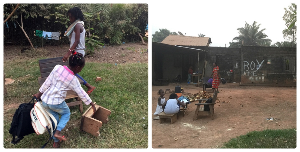 Thành một thói quen, cứ cuối giờ chiều, bọn trẻ lại kê bàn ghế để chuẩn bị cho lớp học và ra cổng đón thầy giáo Trung tá Lê Ngọc Sơn.