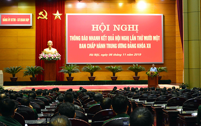 Đảng ủy Bộ Tổng Tham mưu - Cơ quan Bộ Quốc phòng thông báo nhanh kết quả Hội nghị Trung ương 11 (khóa XII)