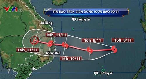 Từ chiều tối 10-11, vùng ven biển các tỉnh Quảng Ngãi, Bình Định, Phú Yên, Khánh Hòa chịu ảnh hưởng trực tiếp của bão số 6