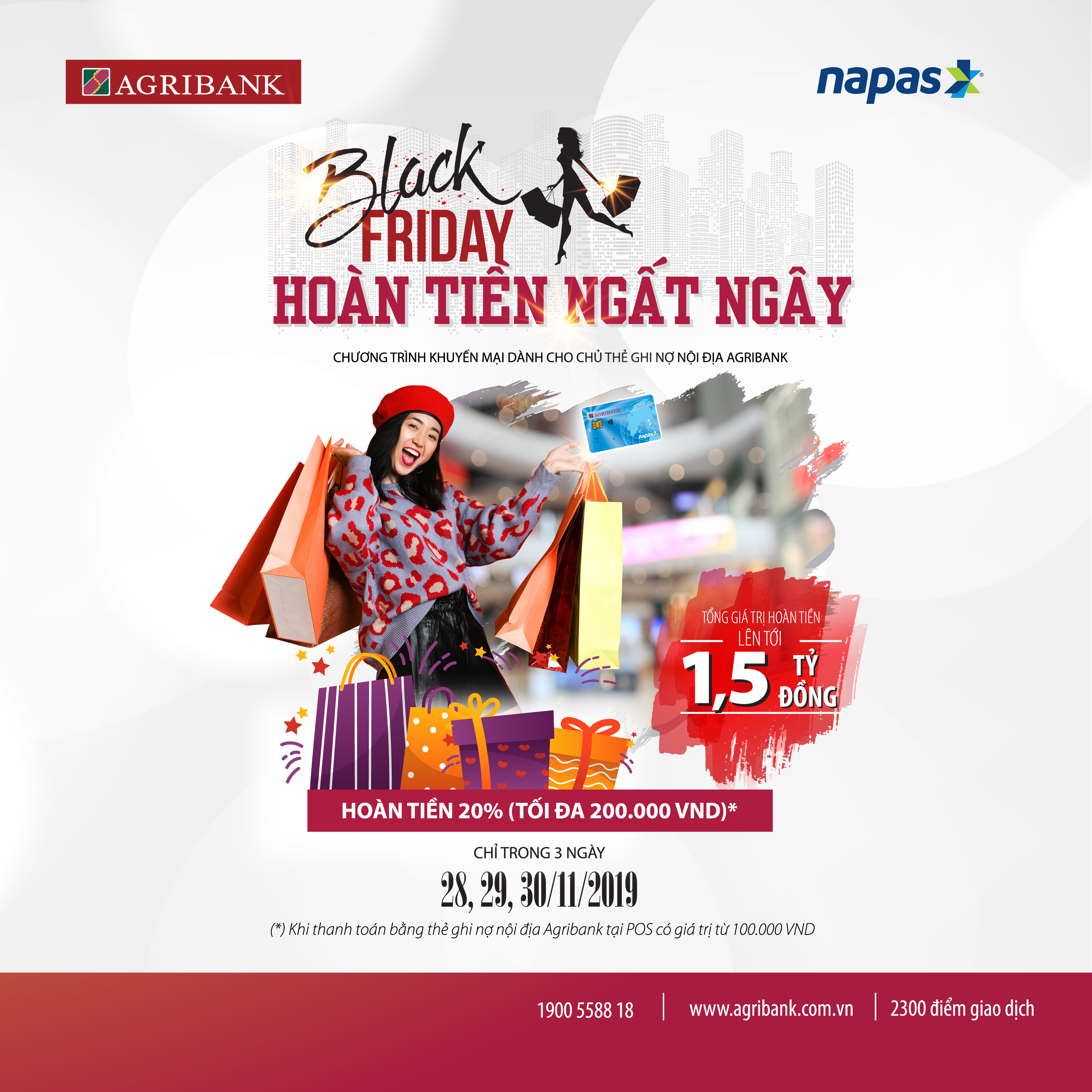 “Black Friday-Hoàn tiền ngất ngây” với thẻ Agribank