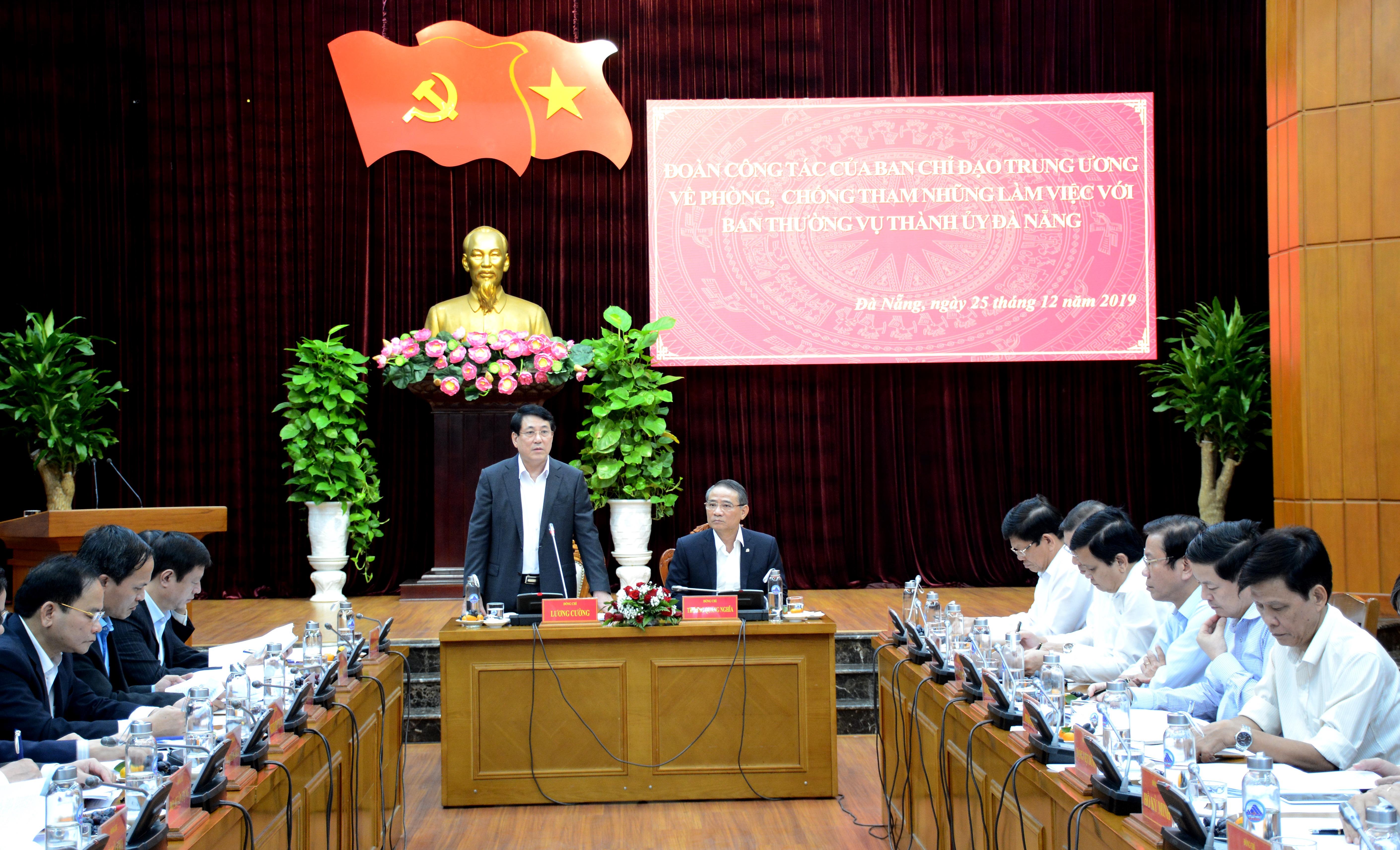 Đoàn công tác Ban chỉ đạo Trung ương về phòng, chống tham nhũng làm việc với Ban Thường vụ Thành ủy Đà Nẵng