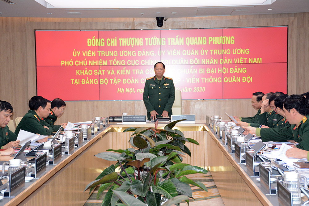 Thượng tướng Trần Quang Phương kiểm tra công tác chuẩn bị Đại hội Đảng tại Đảng bộ Tập đoàn Công nghiệp-Viễn thông Quân đội