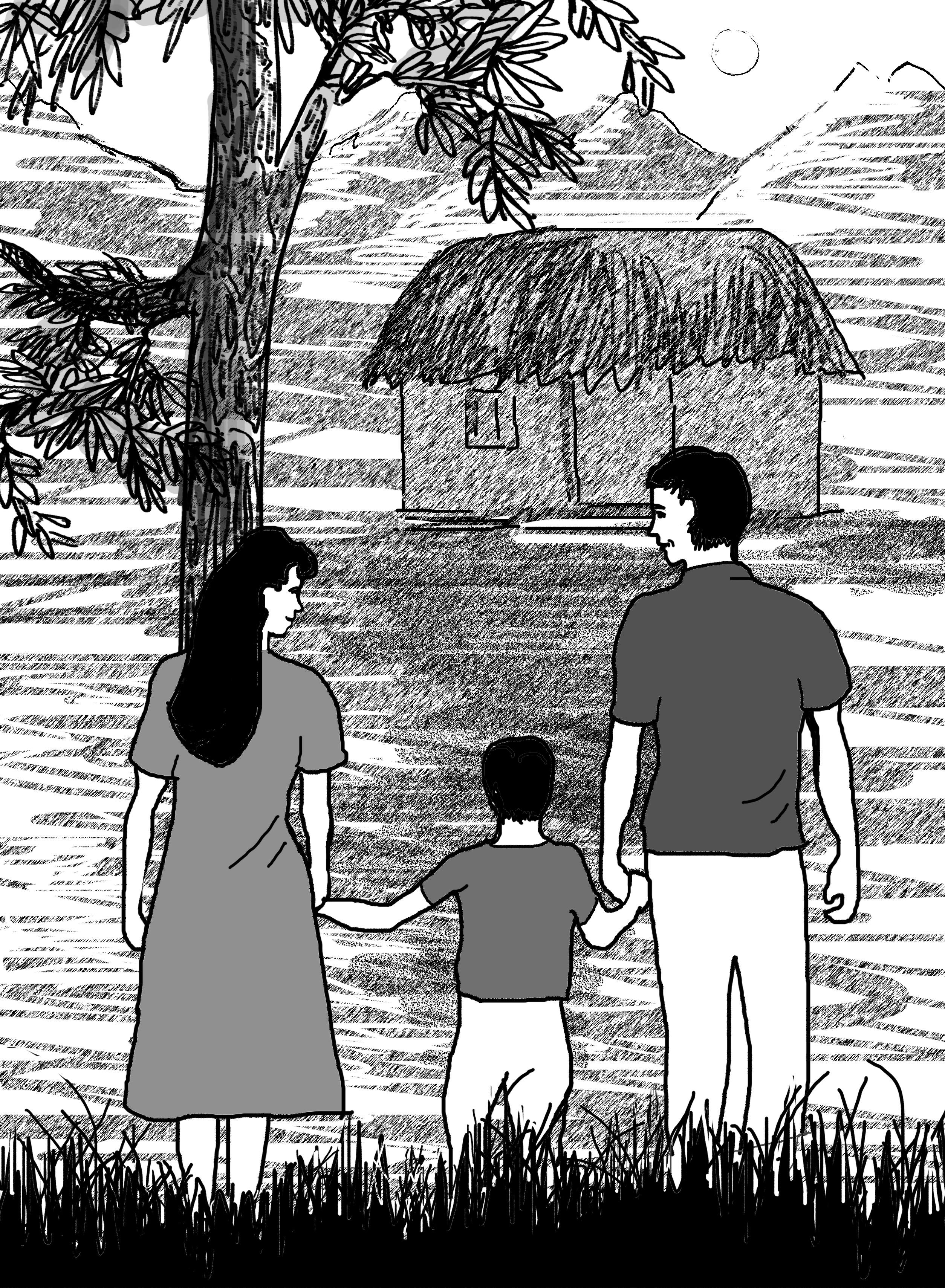 Gian nhà lá trên đỉnh núi