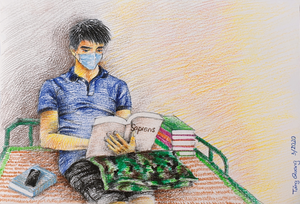 Tranh tự họa của tác giả Nguyễn Tăng Quang.