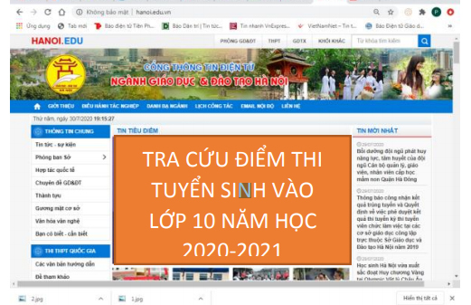 Hà Nội hướng dẫn tra cứu điểm kỳ thi tuyển sinh vào lớp 10 THPT 