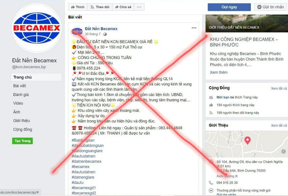 Xử phạt các đối tượng sử dụng tài khoản mạng xã hội Facebook mạo danh Becamex IDC