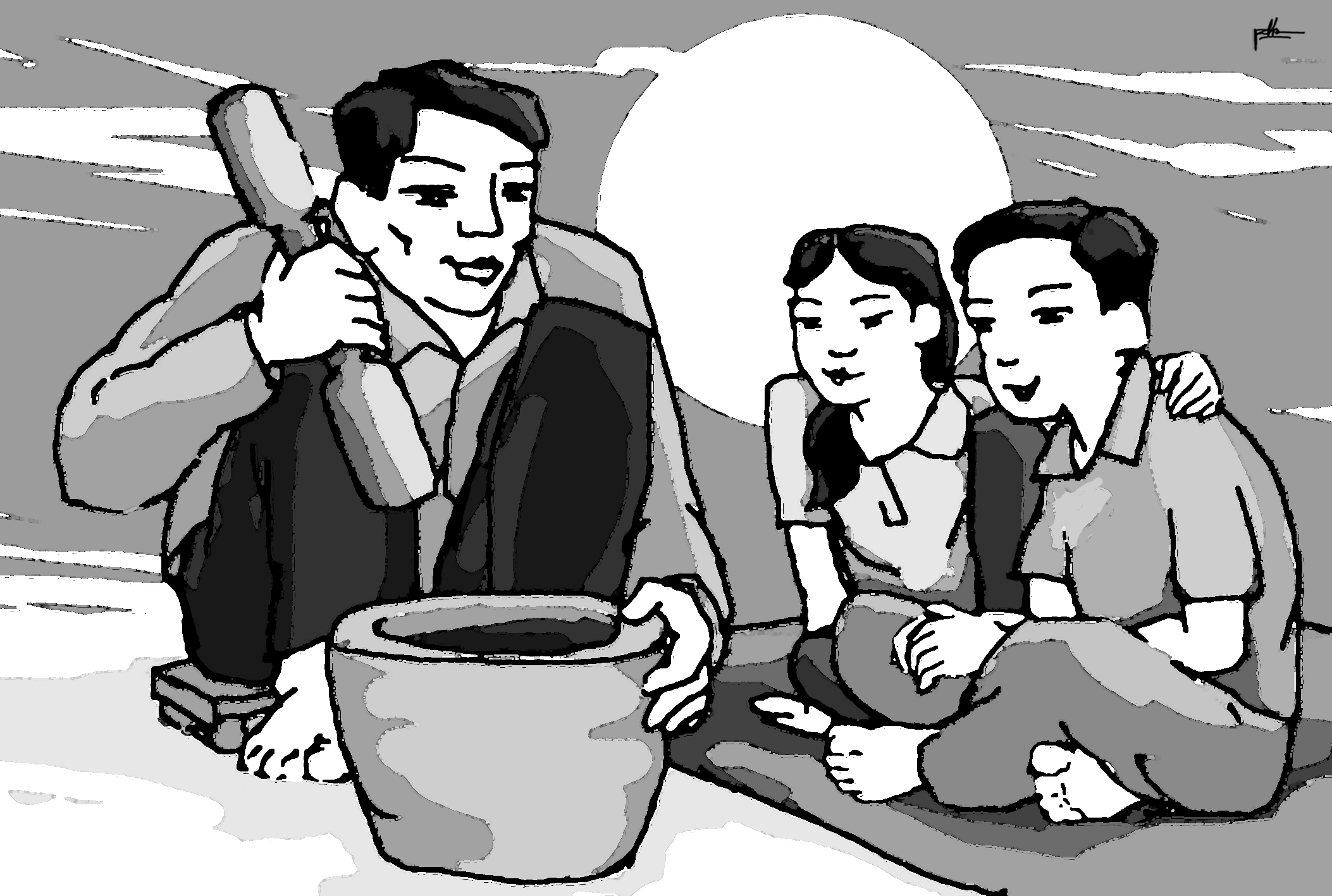 Rộn tiếng giã cốm dưới đêm trăng