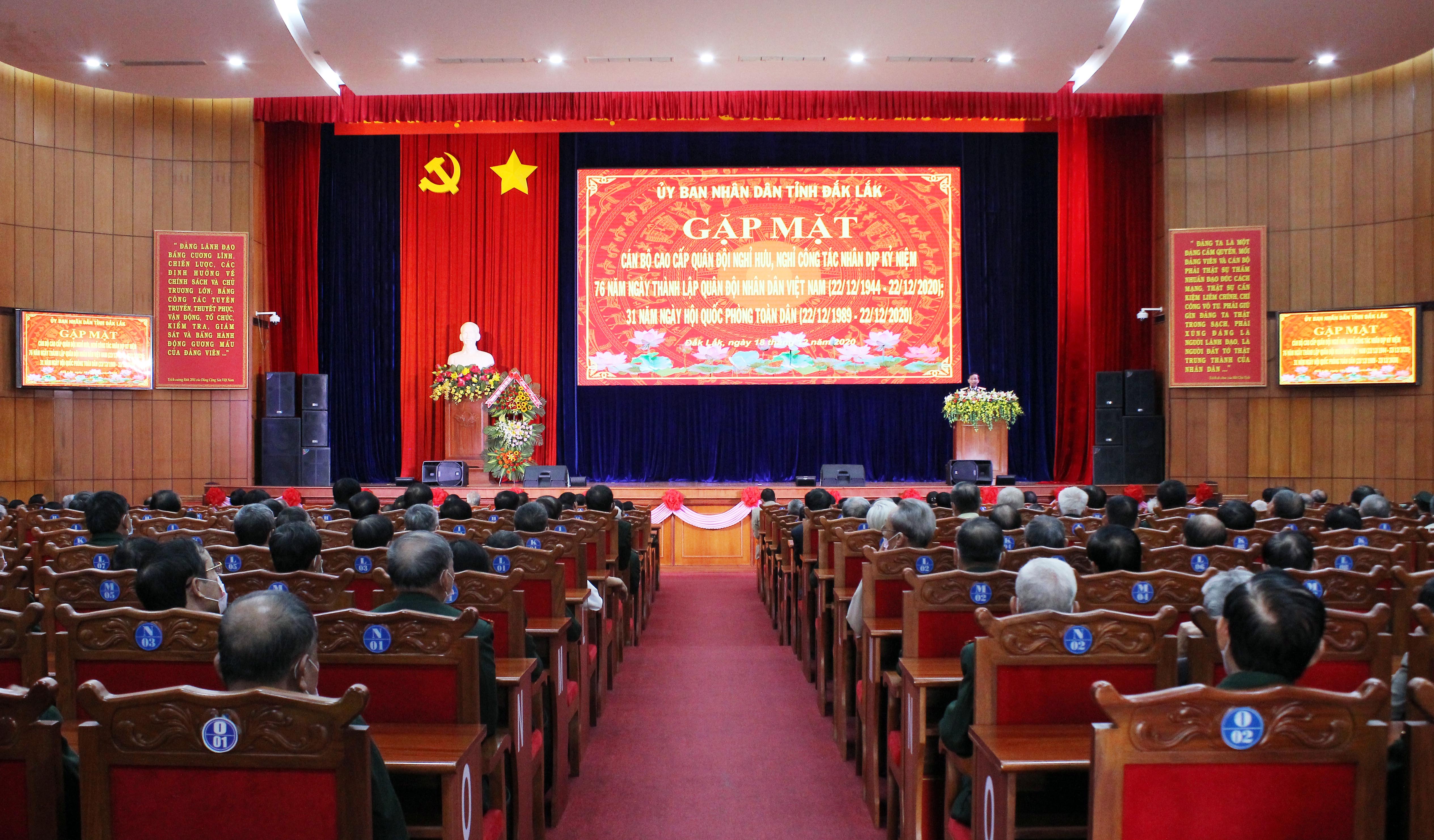 Tỉnh Đắk Lắk gặp mặt cán bộ cao cấp quân đội nghỉ hưu, nghỉ công tác trên địa bàn