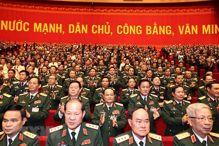 Các đại biểu Đoàn Đảng bộ Quân đội tham dự phiên họp trù bị Đại hội XIII của Đảng.
