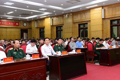 Đại tướng Lương Cường dự hội nghị gặp gỡ và triển khai công tác tiếp xúc cử tri, vận động bầu cử tỉnh Thanh Hoá