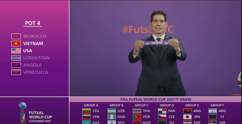 Đội tuyển futsal Việt Nam cùng bảng với Brazil tại World Cup 2021