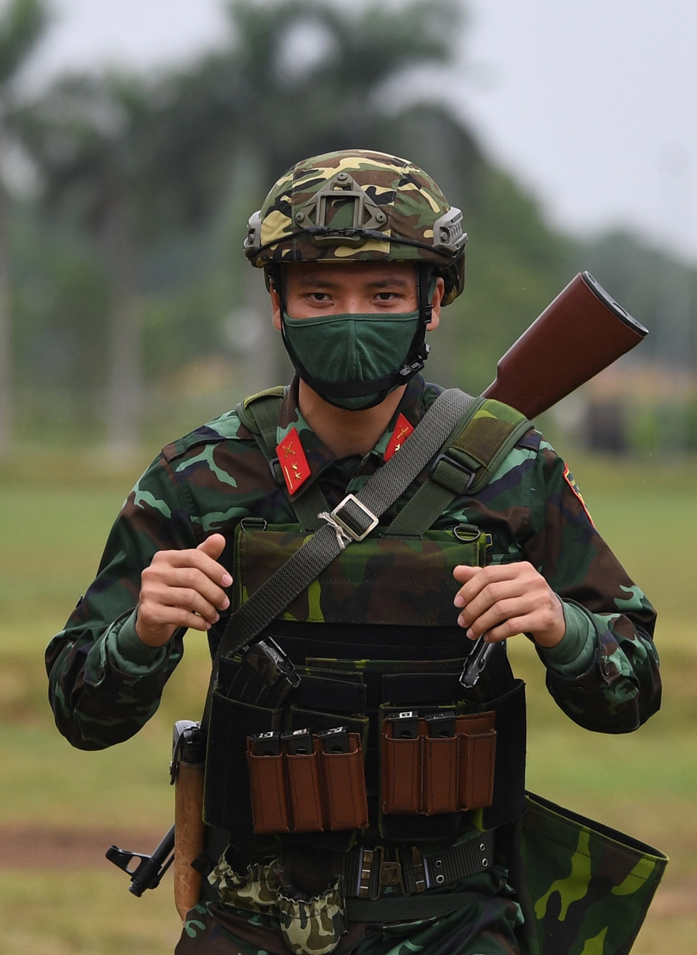 Vận động viên sẵn sàng vào bài tập tính giờ.