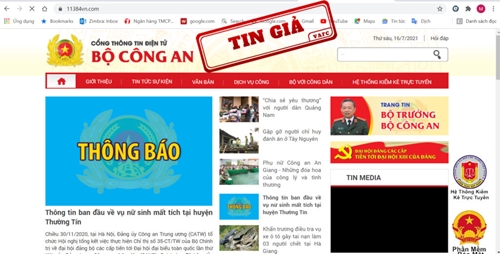 Lập website giả mạo Cổng thông tin điện tử Bộ Công an để lừa đảo