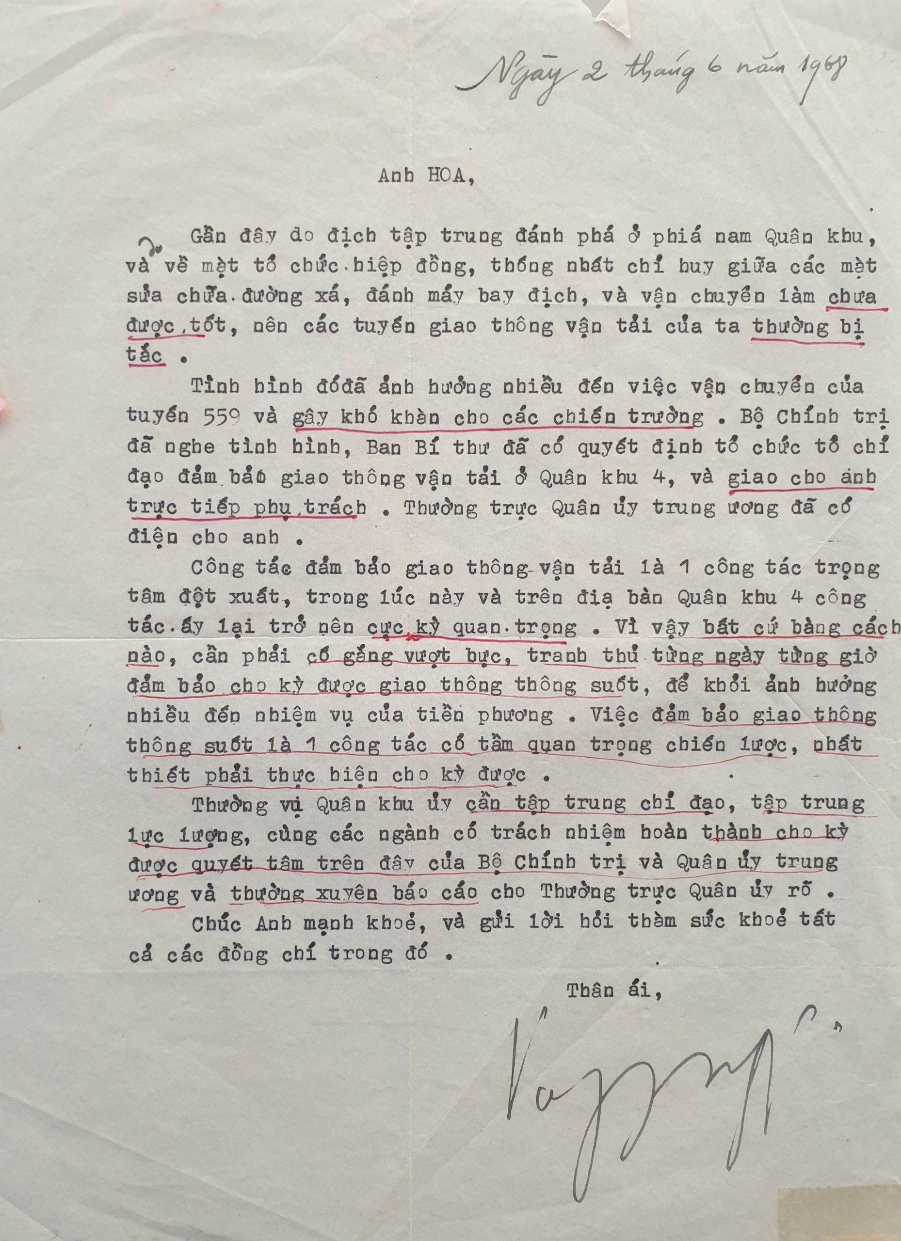 Bức thư của Đại tướng Võ Nguyên Giáp