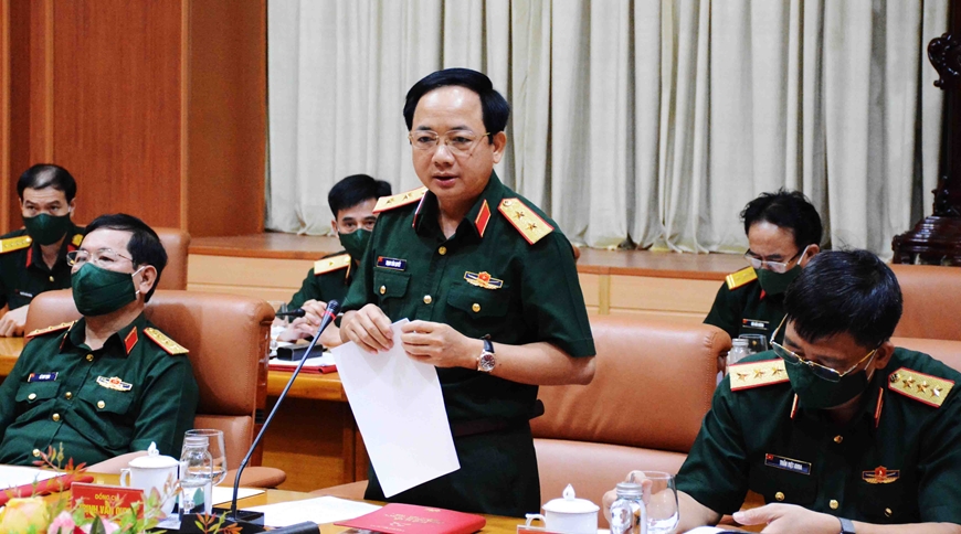 Đại tướng Phan Văn Giang chủ trì gặp mặt các đồng chí Quân ủy Trung ương và đại biểu quân đội dự Hội nghị Trung ương 4, khóa XIII