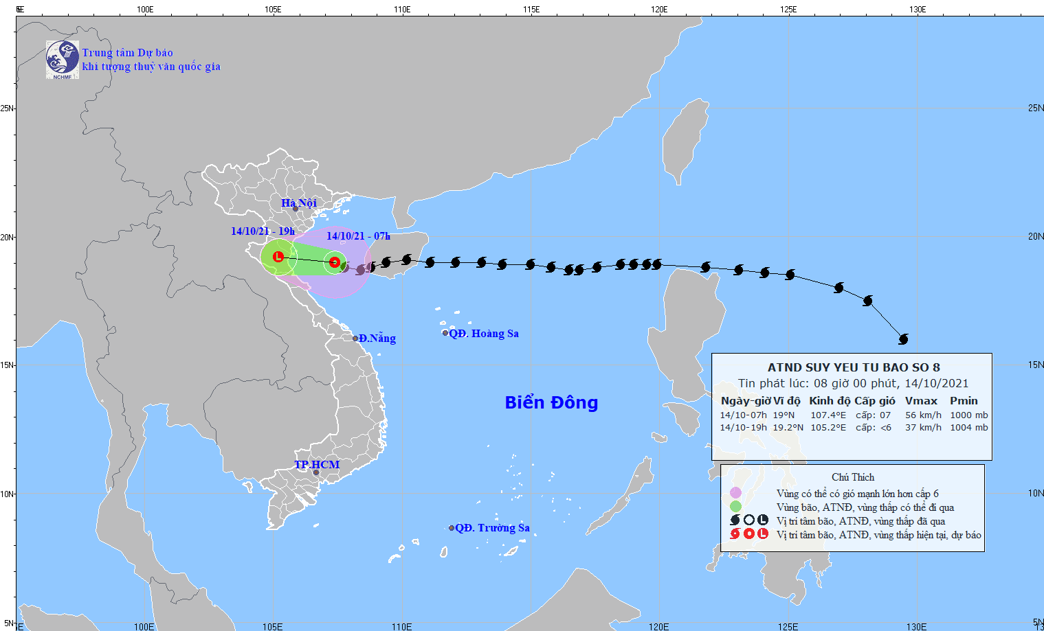 Bão số 8 suy yếu nhanh thành áp thấp nhiệt đới, đi thẳng vào Thanh Hóa, Nghệ An