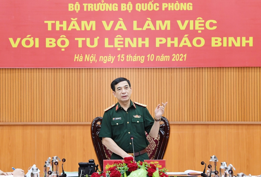 Đại tướng Phan Văn Giang thăm và làm việc với Binh chủng Pháo binh
