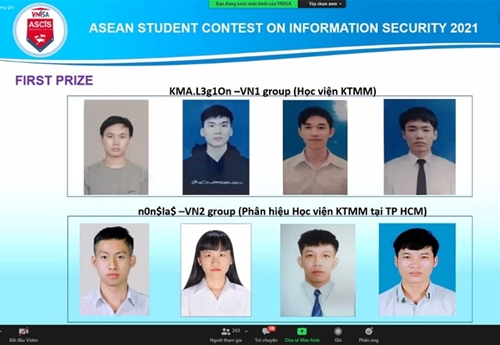 Học viện Kỹ thuật mật mã giành giải Nhất vòng sơ khảo cuộc thi Sinh viên với an toàn thông tin ASEAN 2021