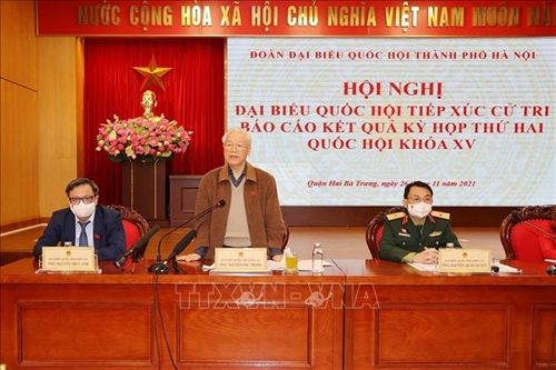 Tổng Bí thư Nguyễn Phú Trọng tiếp xúc cử tri Hà Nội sau Kỳ họp thứ hai, Quốc hội khóa XV