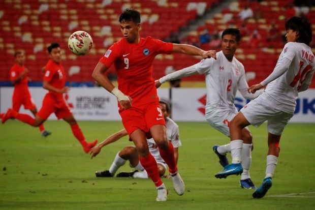 Ikhsan Fandi tỏa sáng trong chiến thắng của Singapore trước Myanmar trong ngày đầu ra quân tại AFF Cup 2020. Ảnh: Vietnam+
