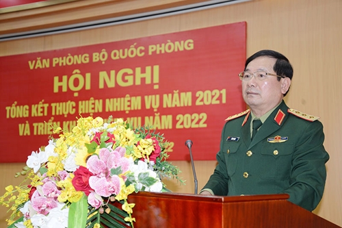 Thượng tướng Lê Huy Vịnh dự Hội nghị triển khai nhiệm vụ năm 2022 của Văn phòng Bộ Quốc phòng