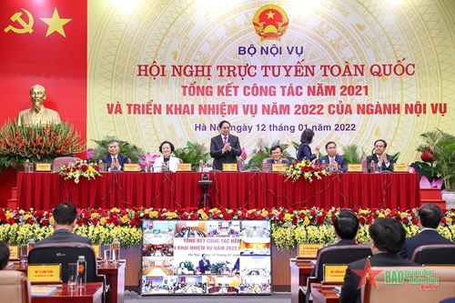 Thủ tướng Phạm Minh Chính dự hội nghị tổng kết công tác năm 2021 ngành nội vụ