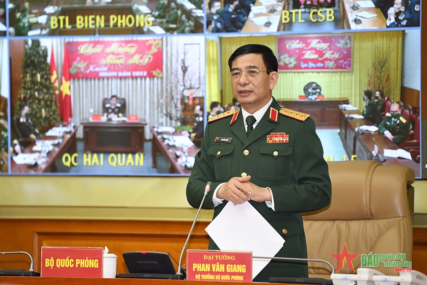 Đại tướng Phan Văn Giang chủ trì giao ban trực tuyến toàn quân, chúc Tết Nguyên đán Nhâm Dần 2022