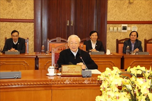 Tổng Bí thư Nguyễn Phú Trọng chủ trì cuộc họp của Ban Bí thư đánh giá công tác tổ chức Tết Nhâm Dần năm 2022