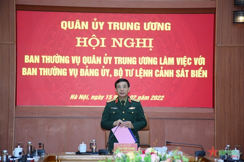 Đại tướng Phan Văn Giang chủ trì làm việc với Ban Thường vụ Đảng ủy, Bộ tư lệnh Cảnh sát biển