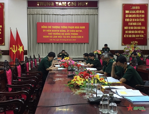 Thượng tướng Phạm Hoài Nam làm việc với Bộ tư lệnh Quân khu 9